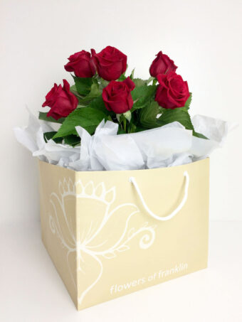 Valentine's Day - 6 Red Rose Bouquet - Gift Bag