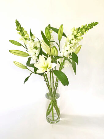 White Snapdragon and Lily Bouquet