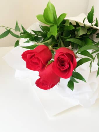 Valentine's Day - 3 Red Rose Bouquet - Wrapped