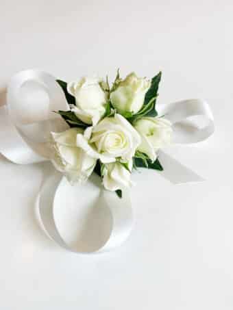 White Mini Rose Wrist Corsage