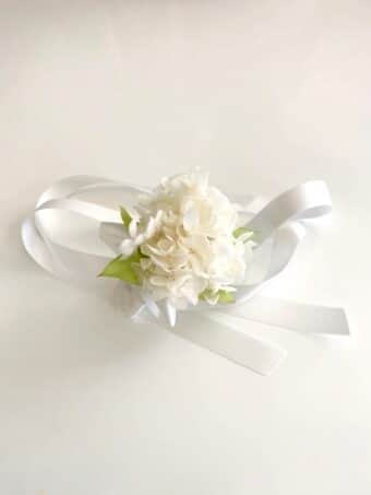 Preserved White Hydrangea Wrist Corsage